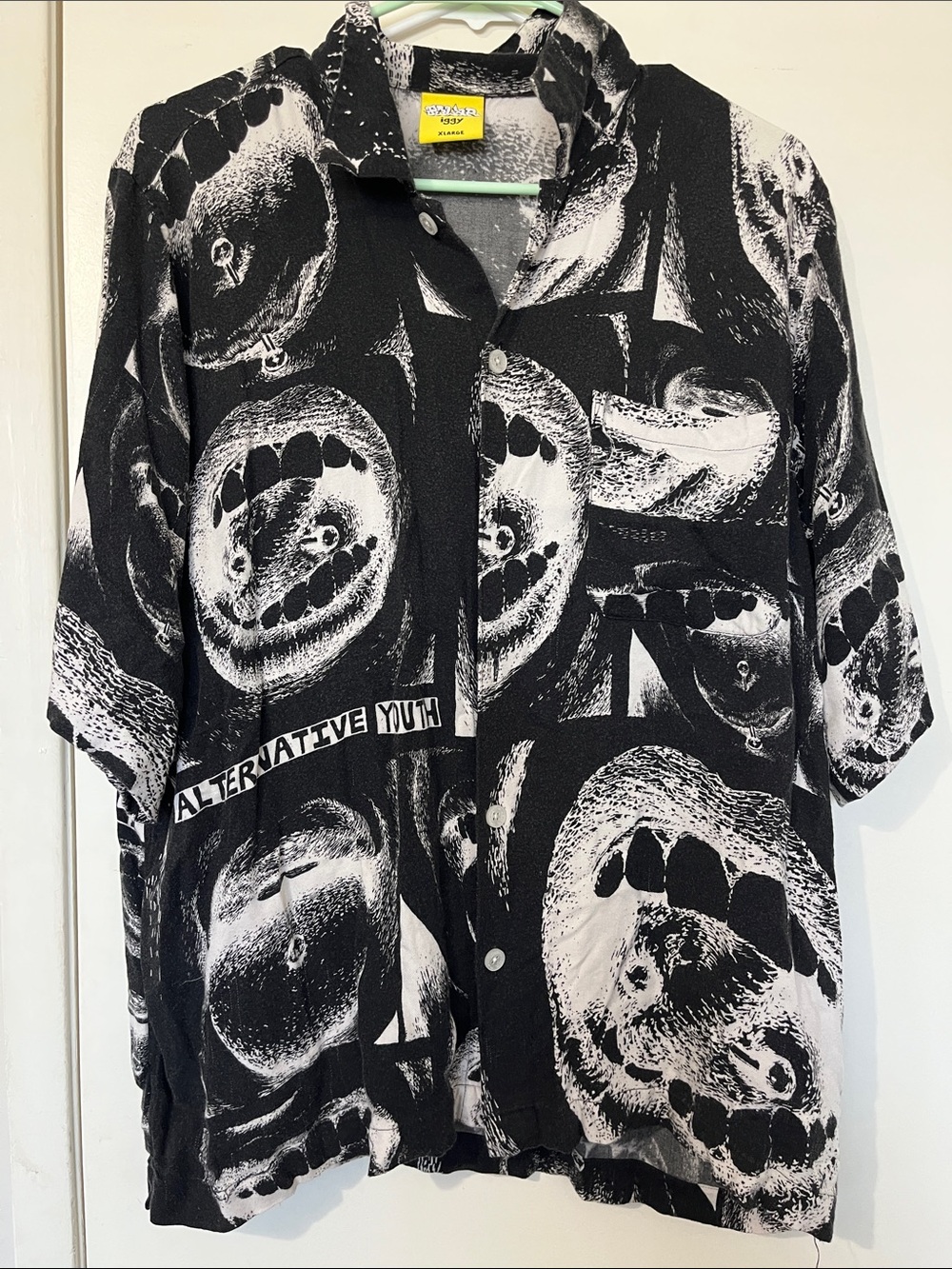 Iggy X Polar Skate Co Alternative Mens Shirt All Over Mouth Sz XL Button Up RARE